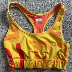 Nike Pro athletic gym sports bra Vibrant Yellow & Orange sz Medium
